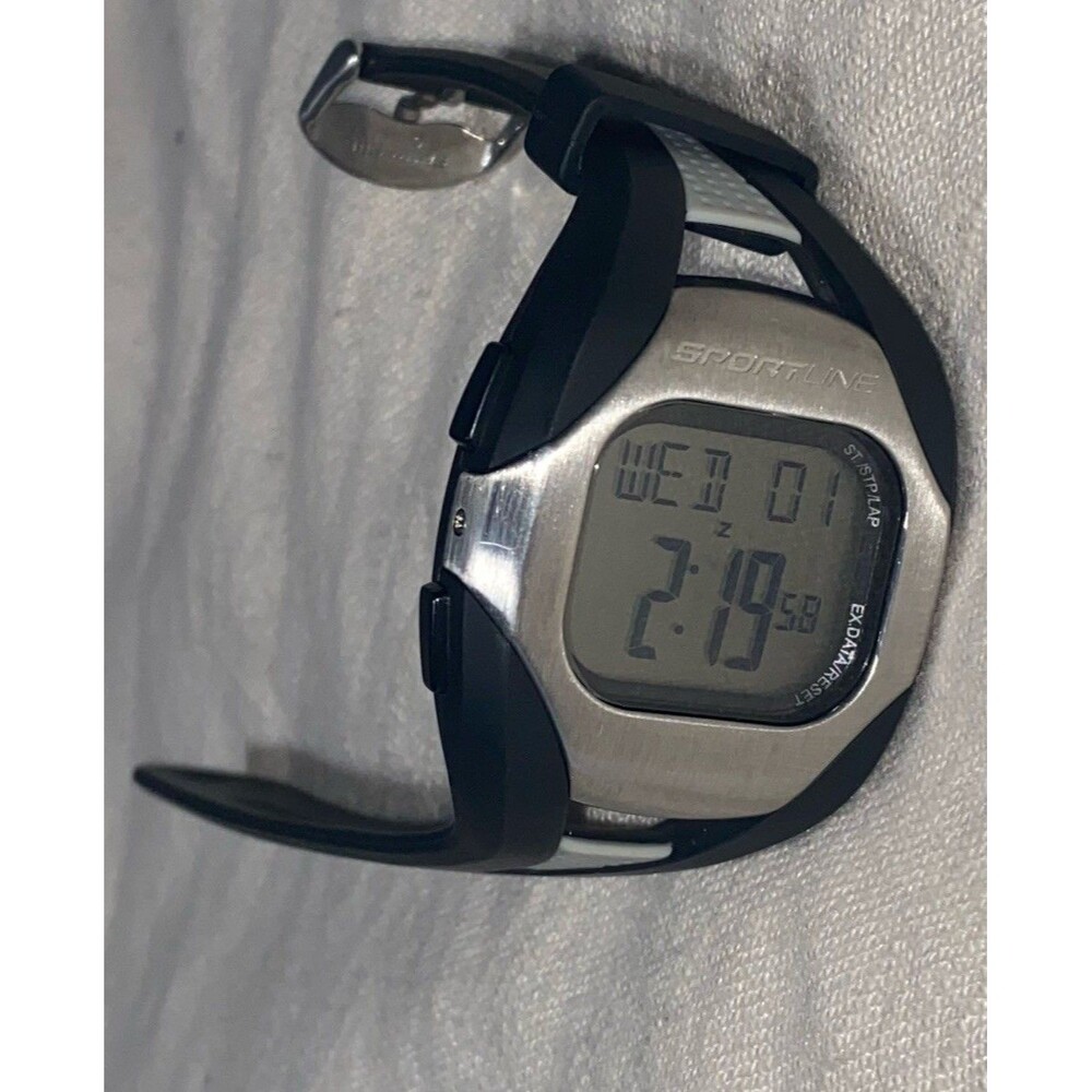 Sportline Mens Digital Sports Watch Heart Rate Chronograph Working Gray Black